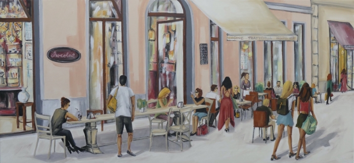 Straßencafe I 70x150 cm